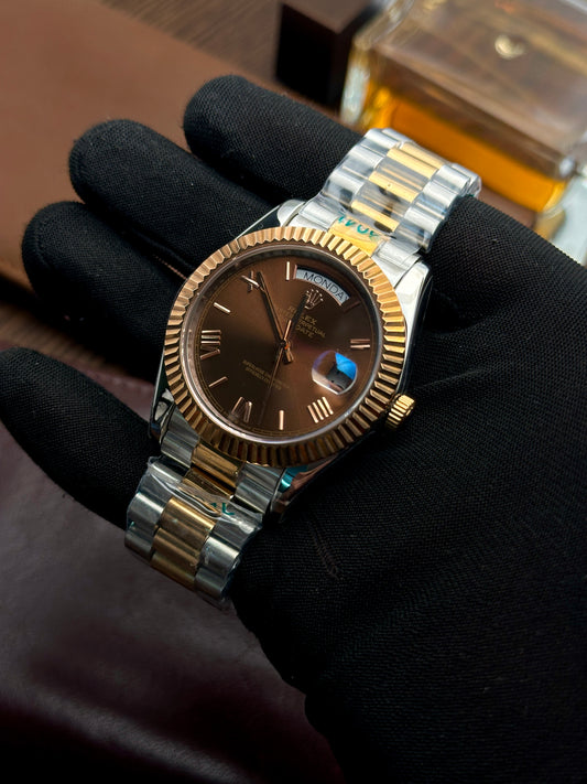RLX - Day Date Silver Rosegold Brown R - AAA Quality