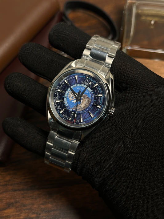 OMGA - Aquaterra Worldtimer Blue - AAA Quality