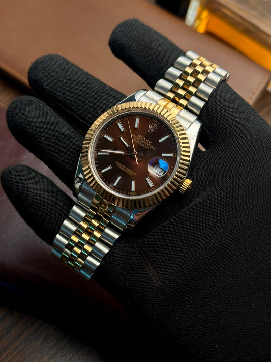 RLX - Datejust Silver Rosegold Brown - AAA Quality