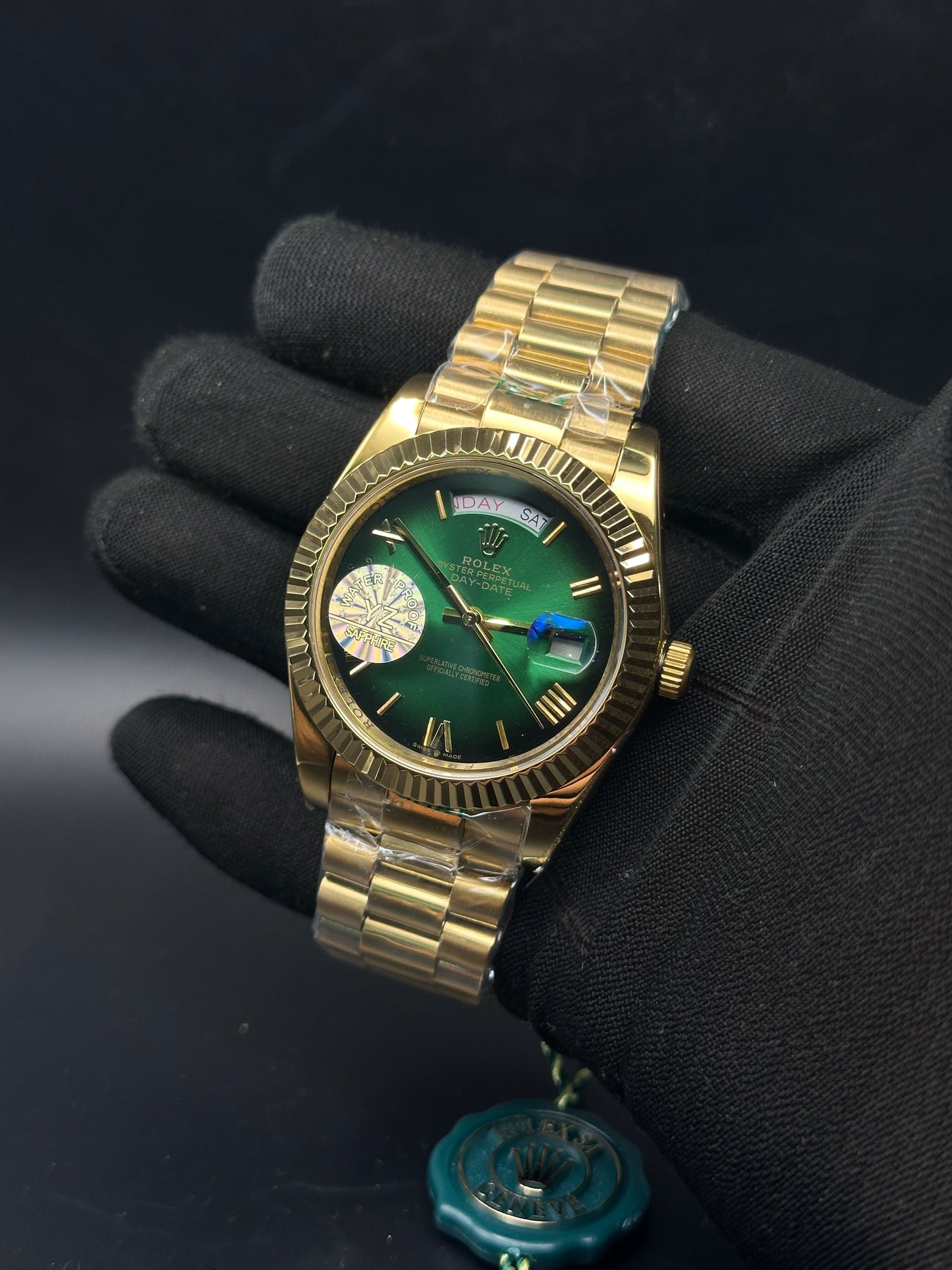 RLX - Day Date Gold Green Roman - AAA Quality