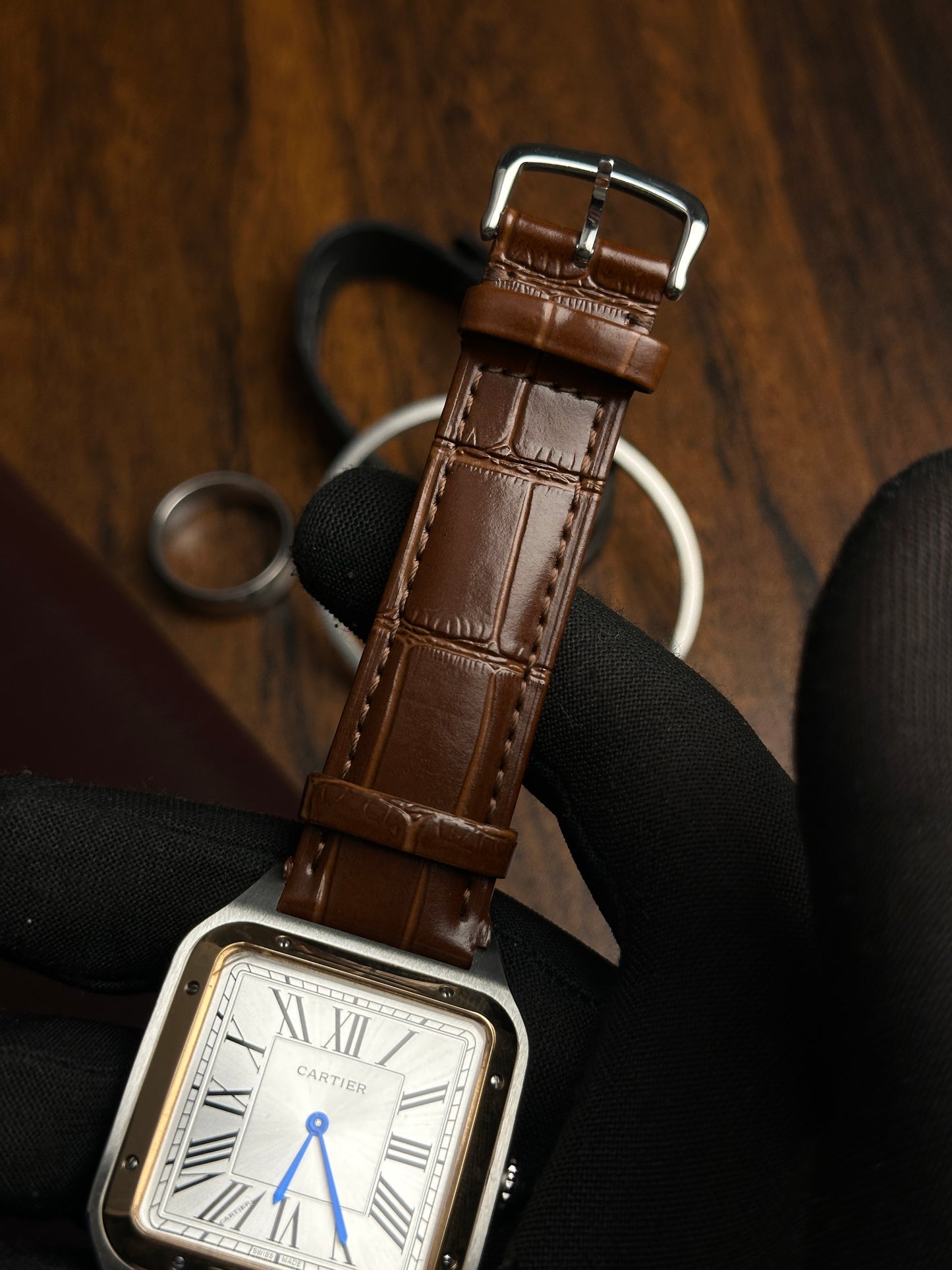 CRTR - Santos Dumont Silver Rosegold Brown Quartz - AAA Quality