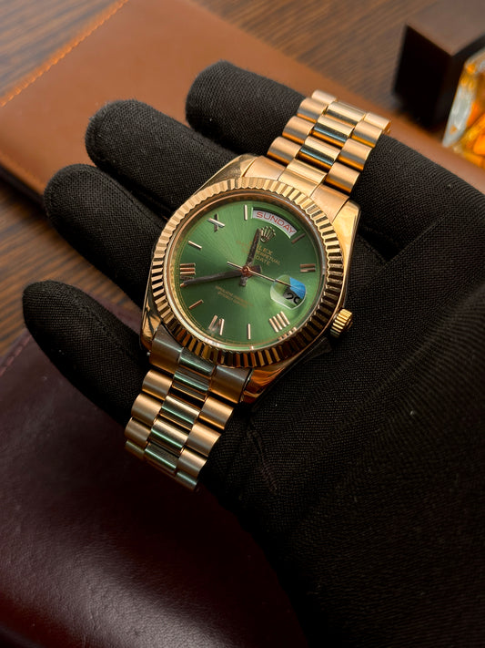 RLX - Day Date Rosegold Olive Green - AAA Quality