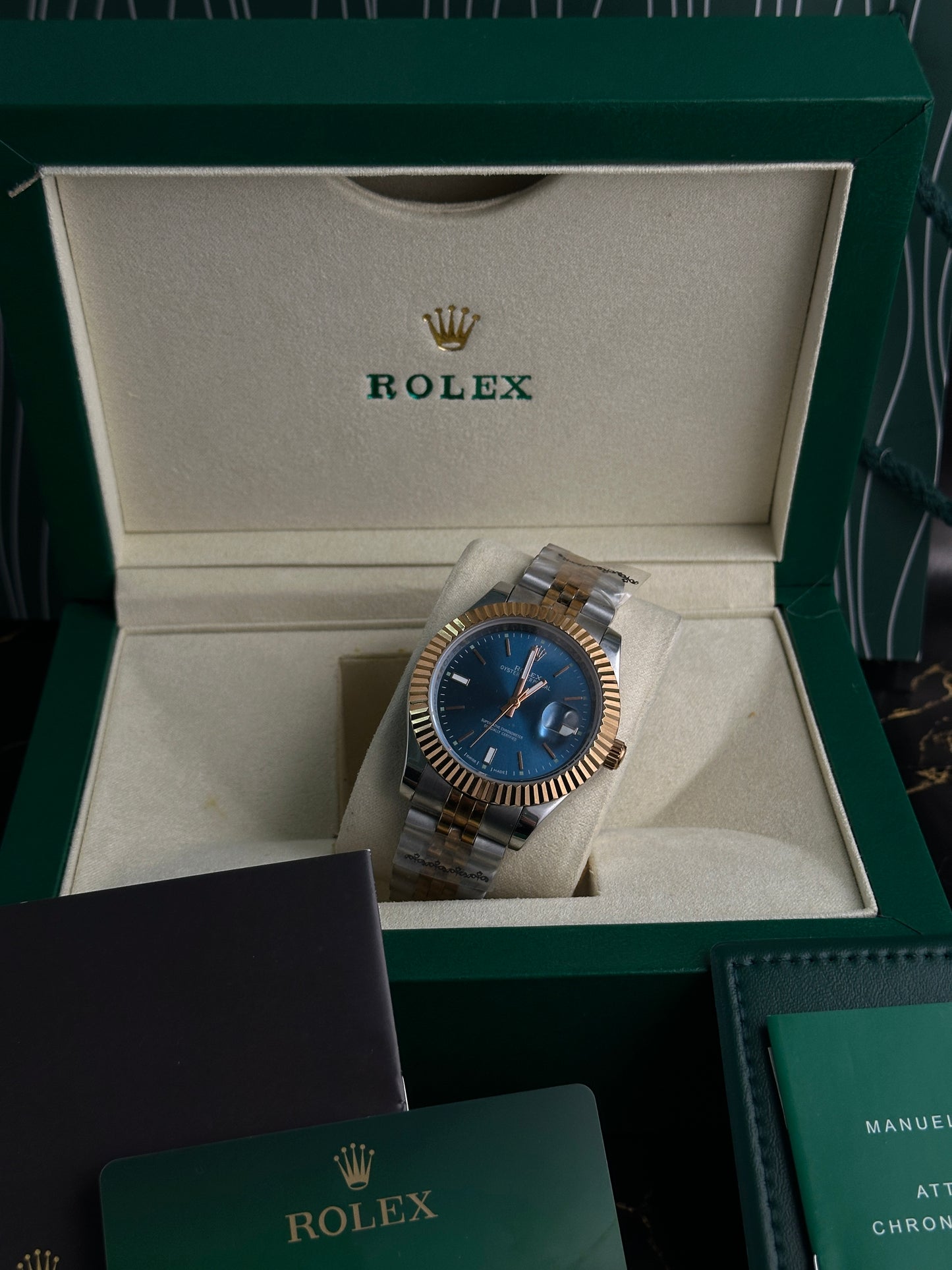 RLX - Datejust Silver Gold Aqua Blue - AAA Quality