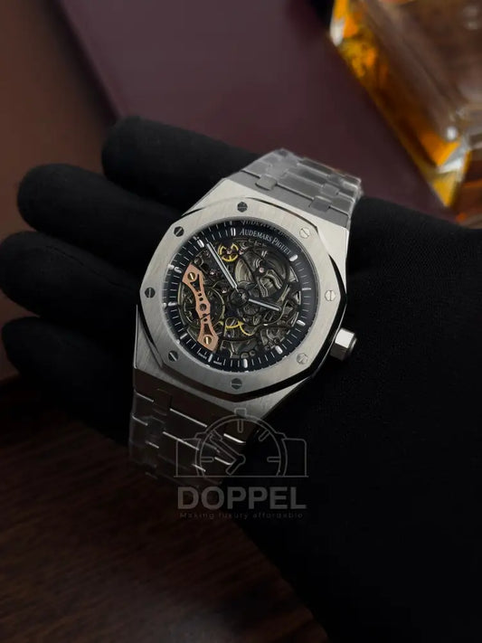 AP - Royal Oak Silver Black Skeleton - AAA Quality