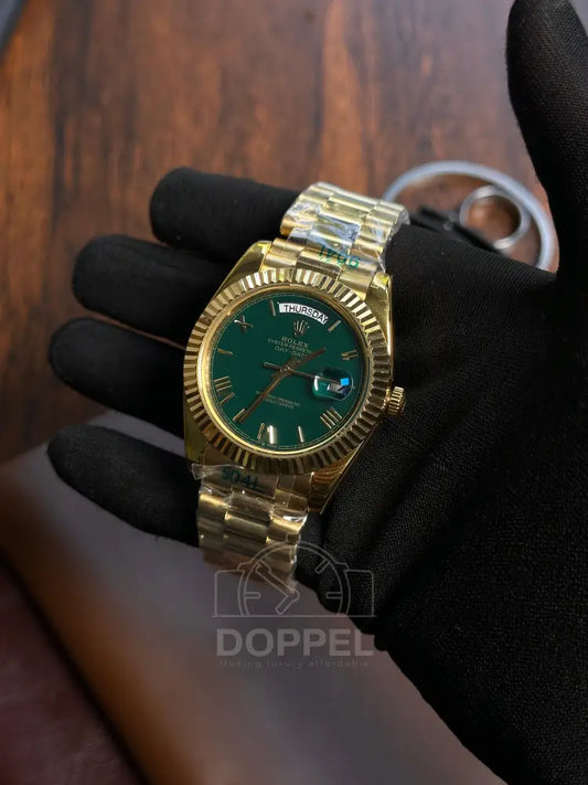 RLX - Day Date Gold Green Roman - AAA Quality