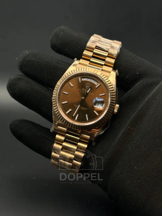RLX - Day Date Rosegold Brown - Premium Quality