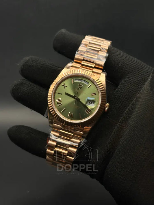 RLX - Day Date Rosegold Olive Green - Premium Quality
