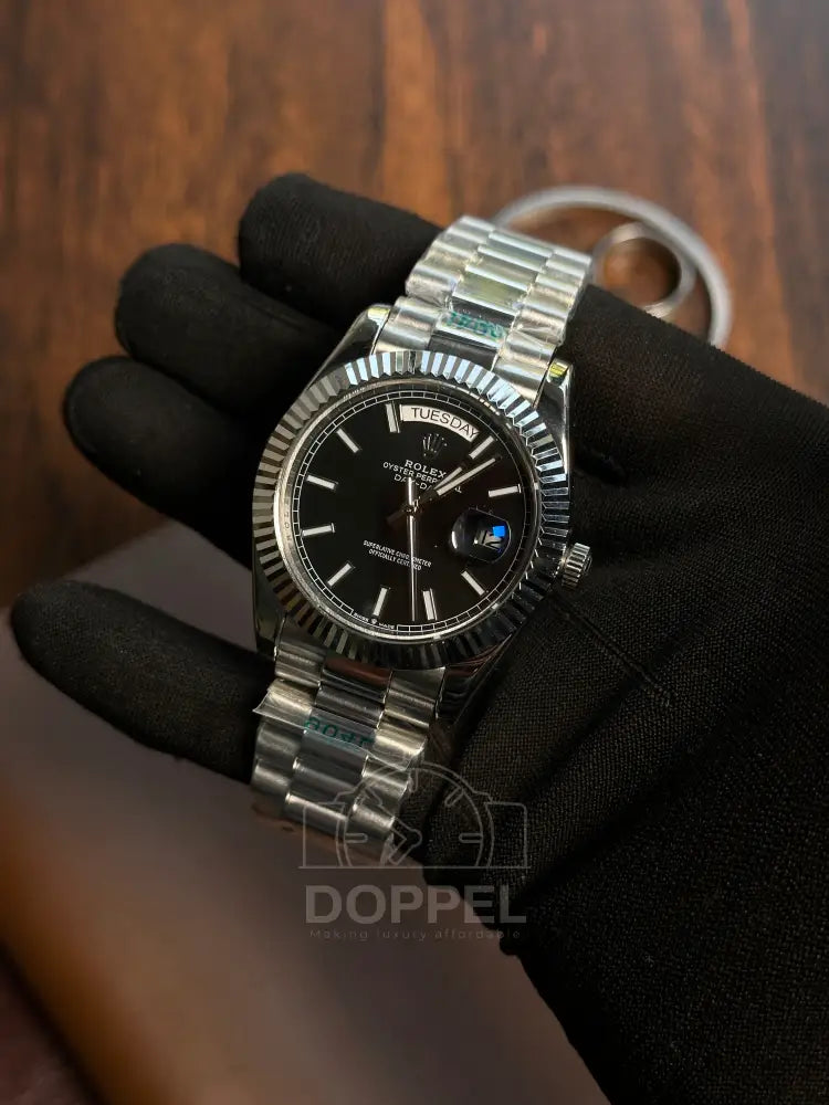 RLX - Day Date Silver Black - AAA Quality