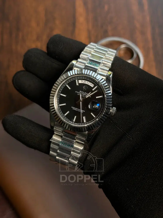 RLX - Day Date Silver Black - AAA Quality