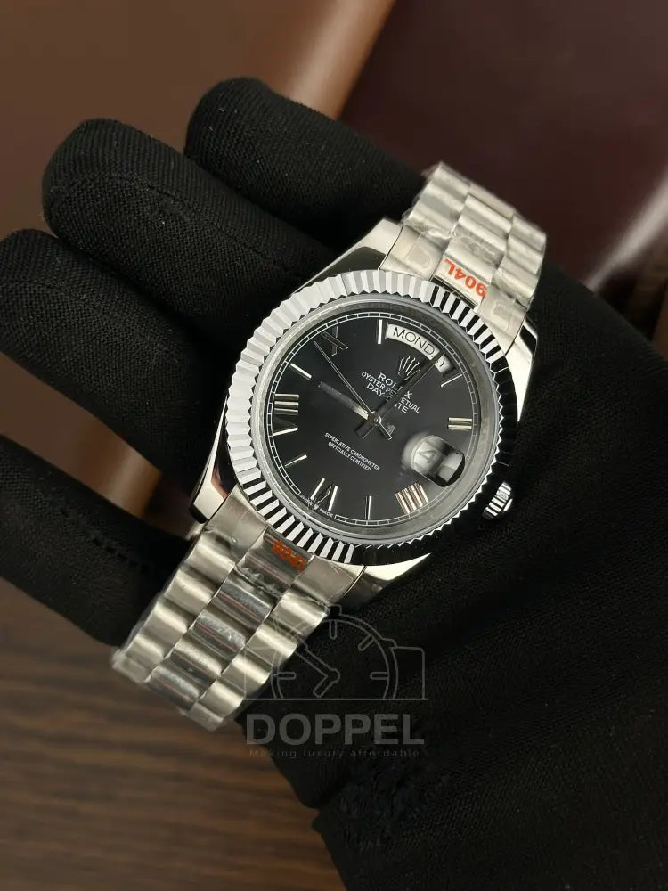 RLX - Day Date Silver Black - AAA Quality