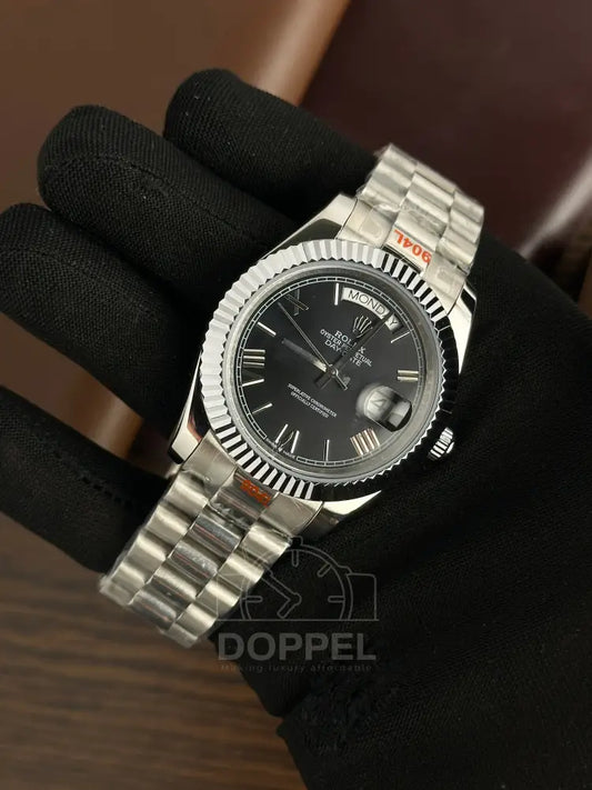 RLX - Day Date Silver Black - AAA Quality