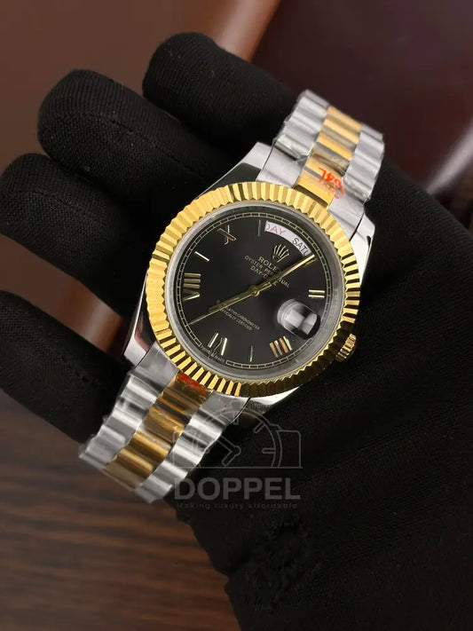 RLX - Day Date Silver Gold Black - AAA Quality