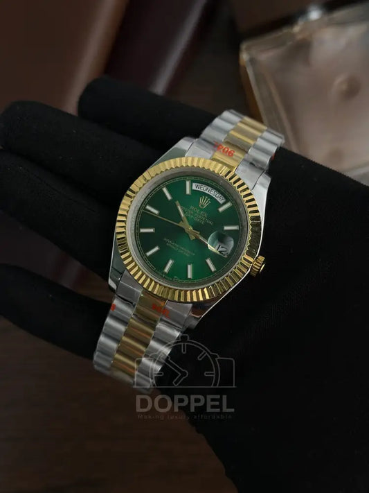 RLX - Day Date Silver Gold Green - AAA Quality