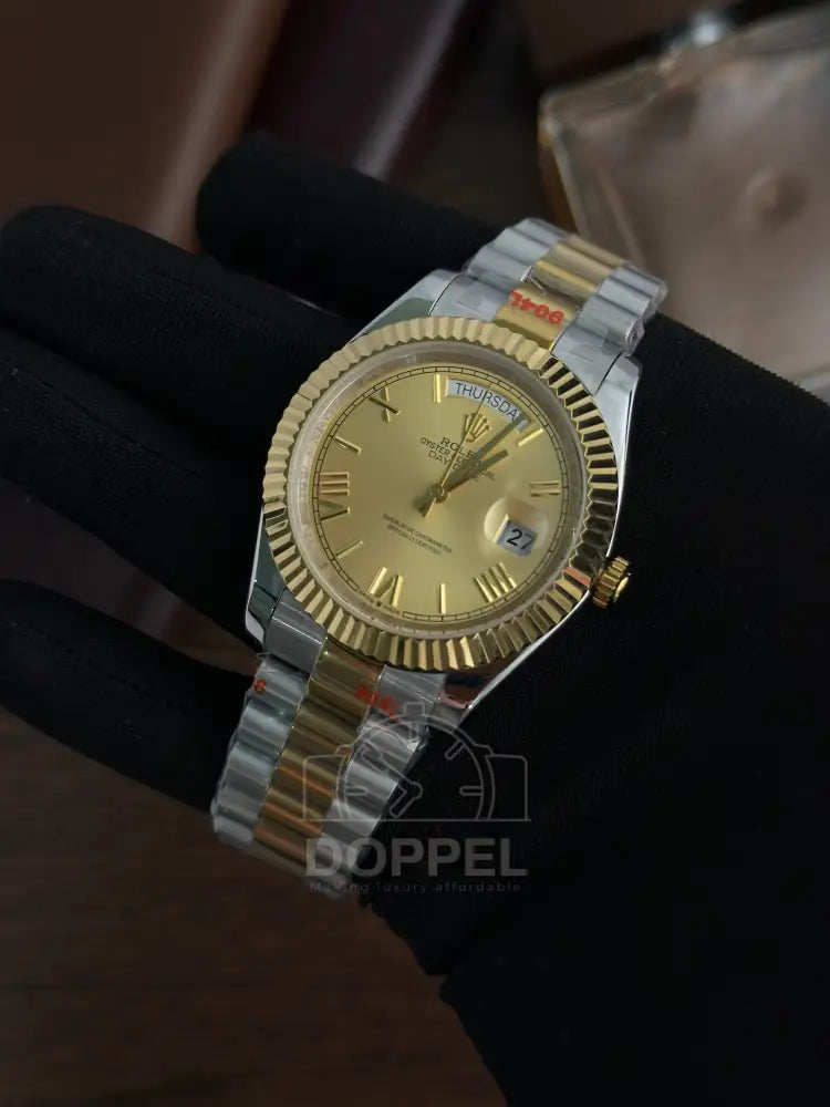RLX - Day Date Silver Gold Roman - AAA Quality