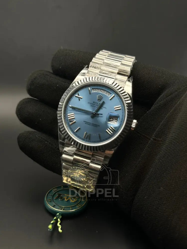 RLX - Day Date Silver Sky Blue - Premium Quality