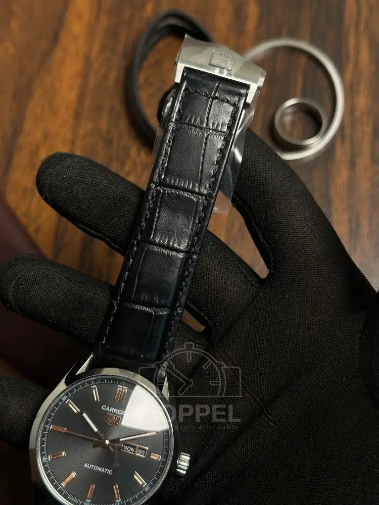 TAG - Carrera Day Date Silver Black Leather - AAA Quality