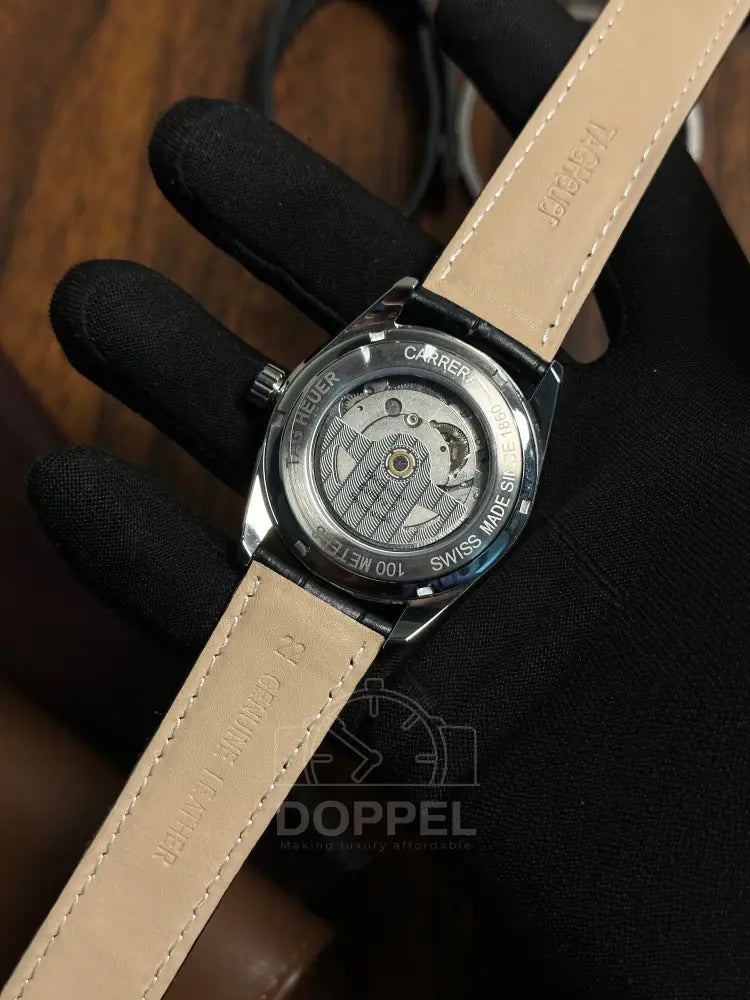 TAG - Carrera Day Date Silver Black Leather - AAA Quality